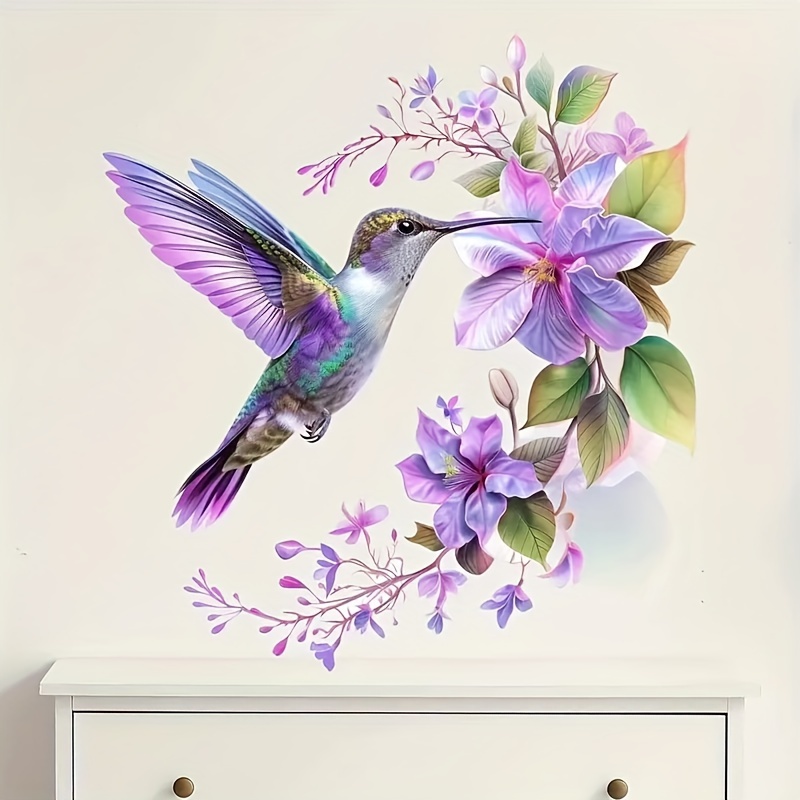 ملصق زهرة بنفسجية وطائر الطنان - مراجعة Pvc Panel Background وسعره