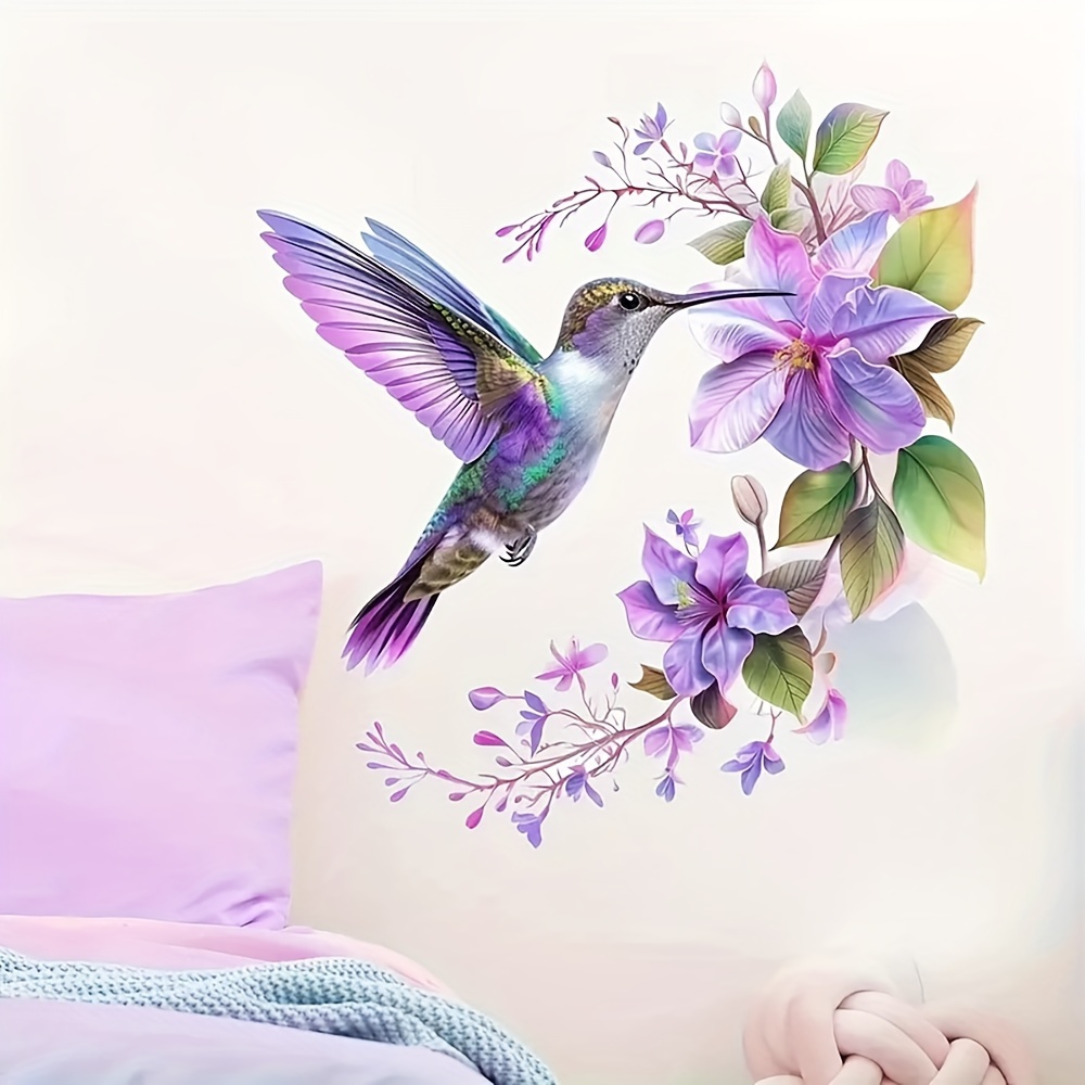ملصق زهرة بنفسجية وطائر الطنان - مراجعة Pvc Panel Background وسعره